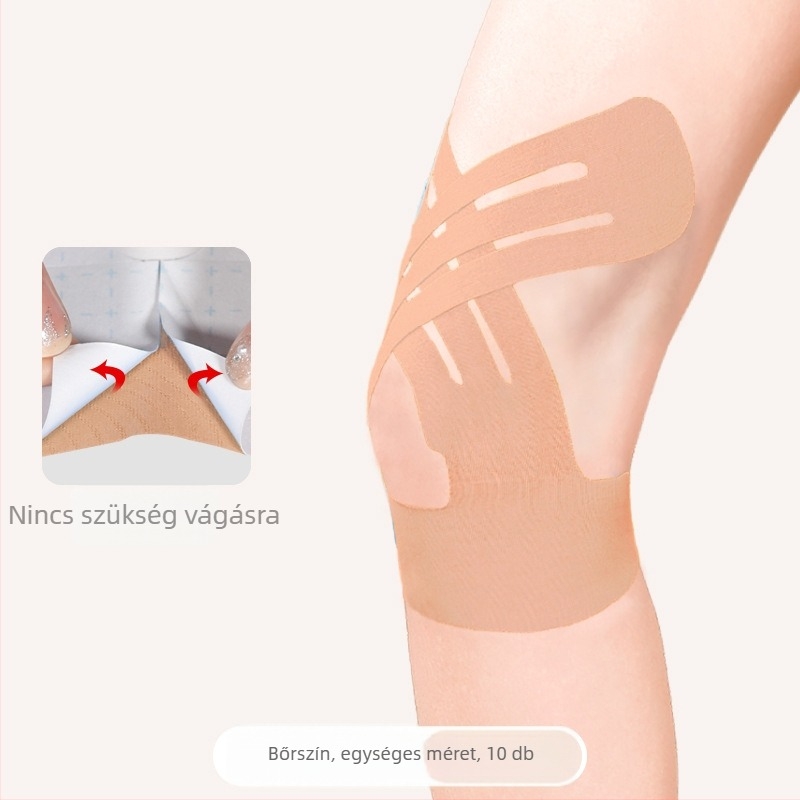 Térdvédő kötés izomtapassal sportolók számára – pamut textúra, felnőttek, kosárlabdára, 10 darabos csomag