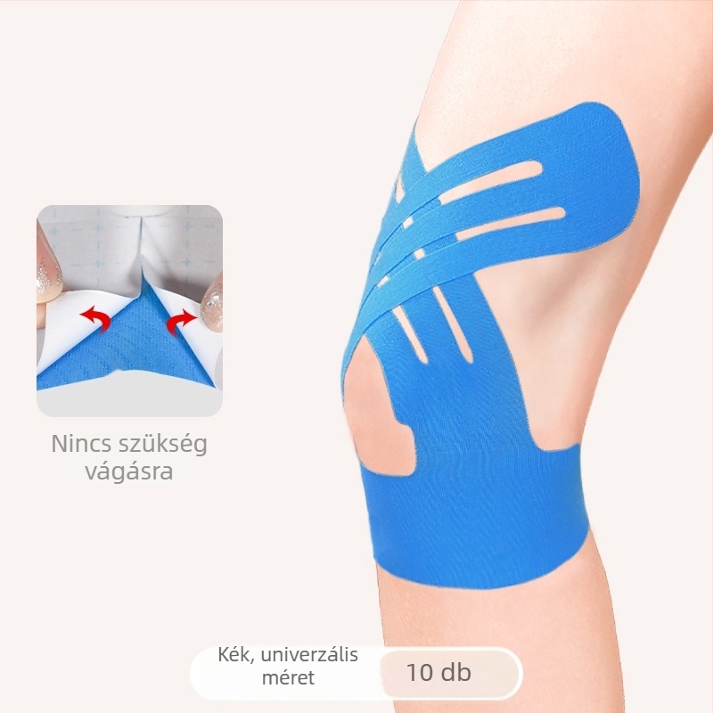 Térdvédő kötés izomtapassal sportolók számára – pamut textúra, felnőttek, kosárlabdára, 10 darabos csomag