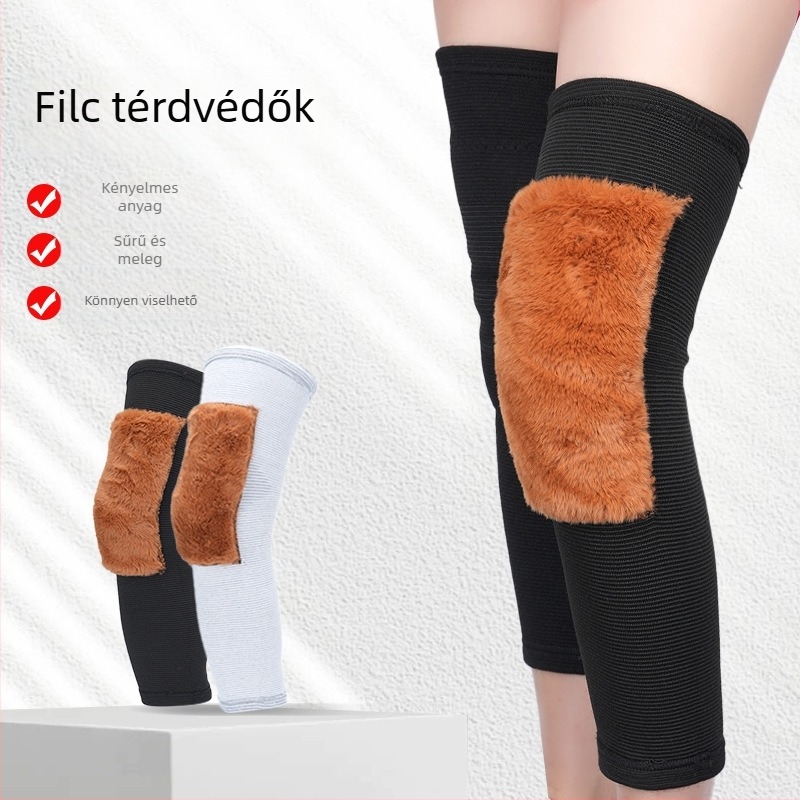 Meleg térdvédők fleece béléssel, poliészter anyagból; Kategória: térdvédők; Védett részek: térd; Alkalmazási területek: futás, kerékpározás, túrázás, téli sportok