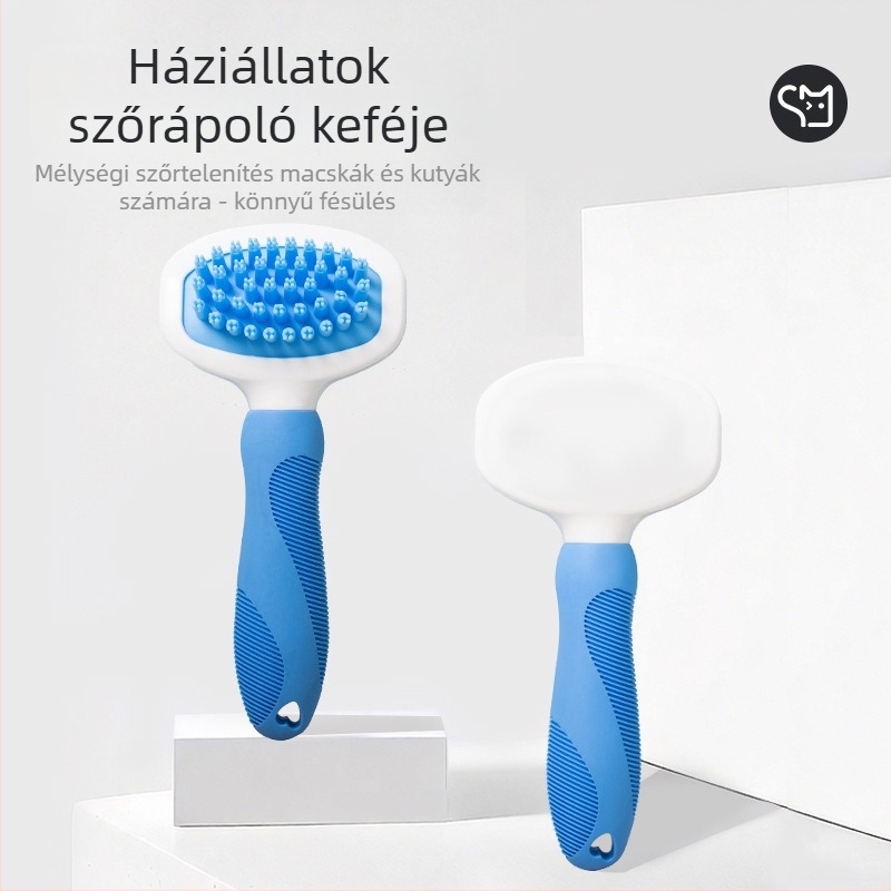 Állatgondozó deshedding fésű ívelt fejű, TPR anyagból, rövid szőrű kutyáknak