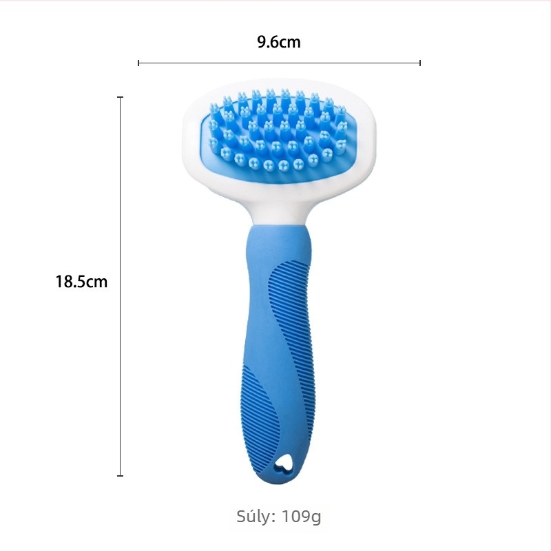 Állatgondozó deshedding fésű ívelt fejű, TPR anyagból, rövid szőrű kutyáknak