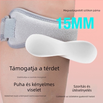 OLLAS térdortézis állítható patella pánttal, nejlon-poliészter, HX128, légáteresztő futáshoz és kosárlabdához