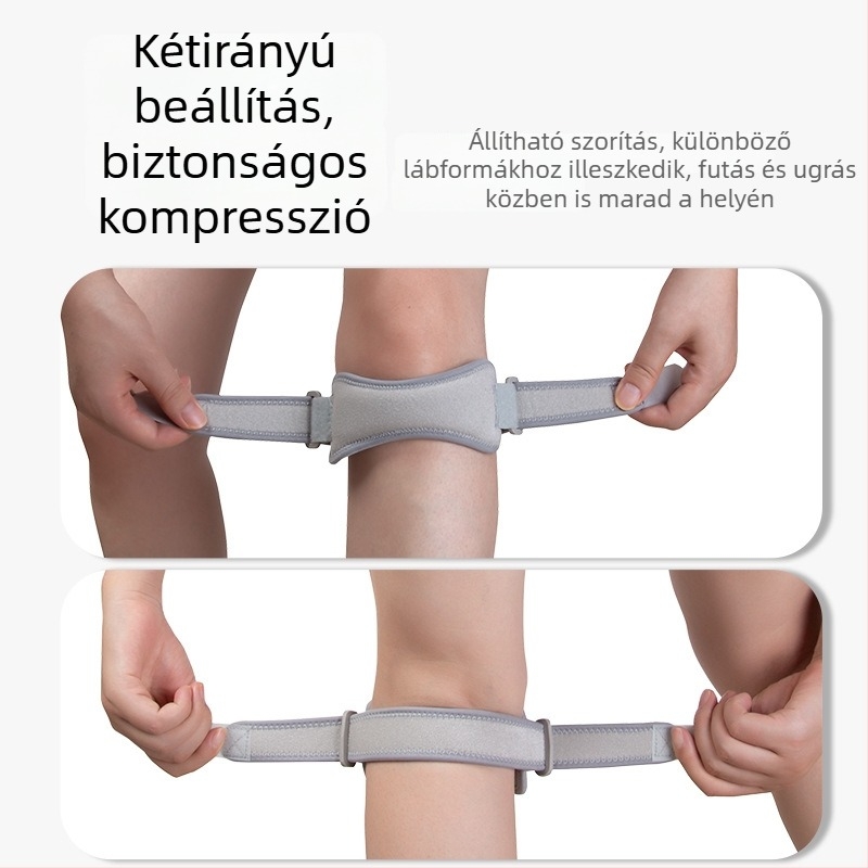 OLLAS térdortézis állítható patella pánttal, nejlon-poliészter, HX128, légáteresztő futáshoz és kosárlabdához