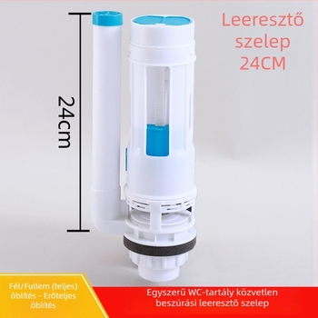WC tartály öblítő szelepe, testreszabható, osztott dupla gombos öblítő szelep, blister anyag, nyomógombos működés, modern minimális stílus