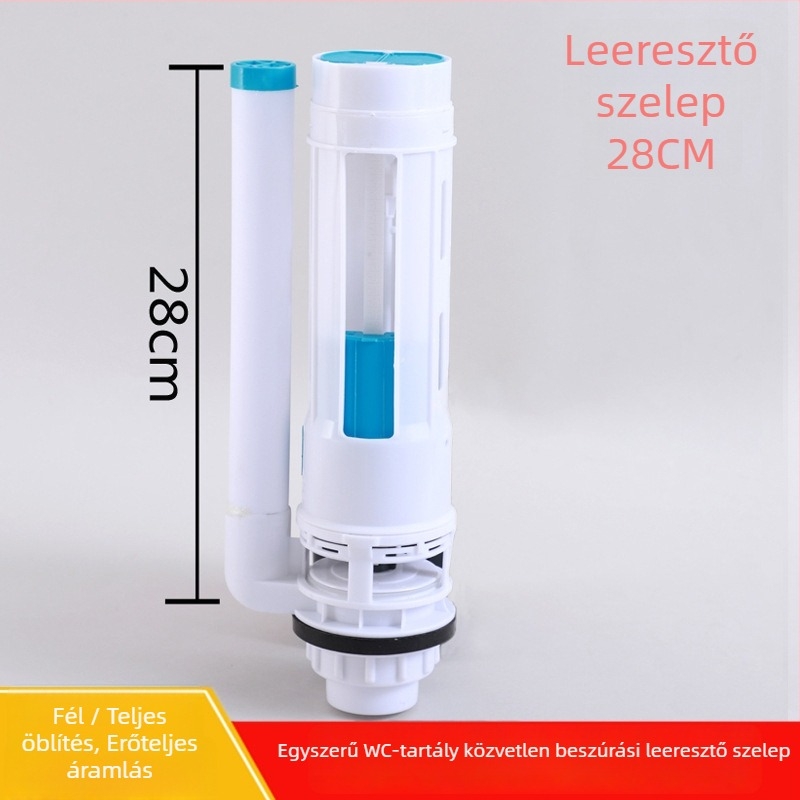 WC tartály öblítő szelepe, testreszabható, osztott dupla gombos öblítő szelep, blister anyag, nyomógombos működés, modern minimális stílus