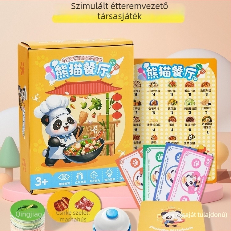 Panda kínai étterem – gyerek társasjáték, üzemeltetés-szimuláció, matematika tanulás, figyelem fejlesztése; Anyag: Egyéb; Márka: Új termékek; 3C kategória: Játékok 14 év felett; Alkalmazható kor: 0-3 év; Klaszifikáció: Go