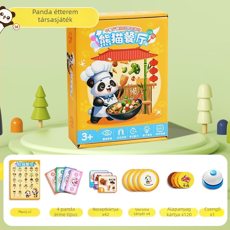 Panda kínai étterem – gyerek társasjáték, üzemeltetés-szimuláció, matematika tanulás, figyelem fejlesztése; Anyag: Egyéb; Márka: Új termékek; 3C kategória: Játékok 14 év felett; Alkalmazható kor: 0-3 év; Klaszifikáció: Go