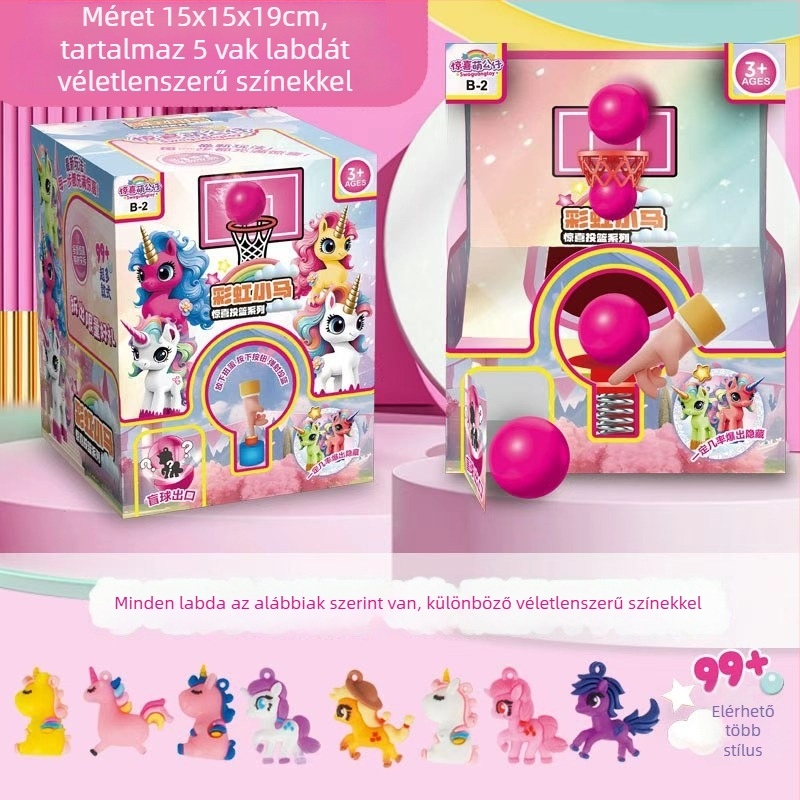 Rejtett dobozos kosaras kapszula játék karikatúra figurákkal, ujjal játszható játék és kosárdobó gép