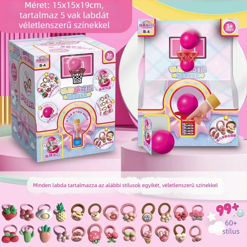 Rejtett dobozos kosaras kapszula játék karikatúra figurákkal, ujjal játszható játék és kosárdobó gép