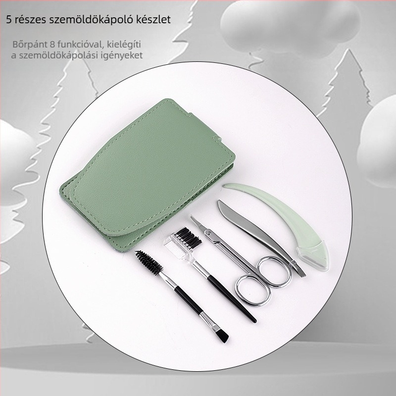 5 részes szemöldökápoló készlet – rozsdamentes acél eszközök, anti-scratch szemöldök borotva, szemöldök csipesz és olló kezdők számára