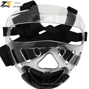 Taekwondo fejvédő és arcvédő teljes fedettséggel, levehető átlátszó pajzs, PC anyag