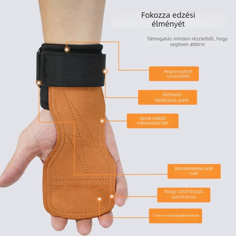 Professzionális csuklóvédő fitness-szalag húzásokhoz, felhúzásokhoz és edzéshez — csúszásmentes, kopásálló