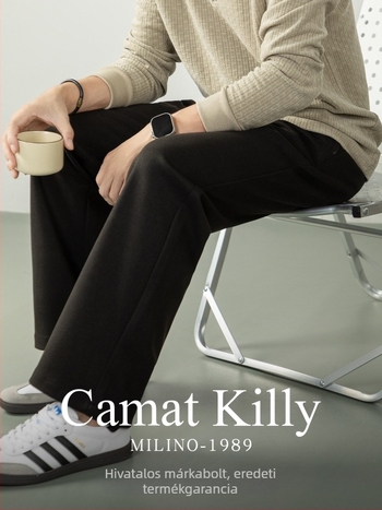 Férfiaknak szánt egyenes szabású nadrág, vastag téli szövet, gyűrődésálló, övvel