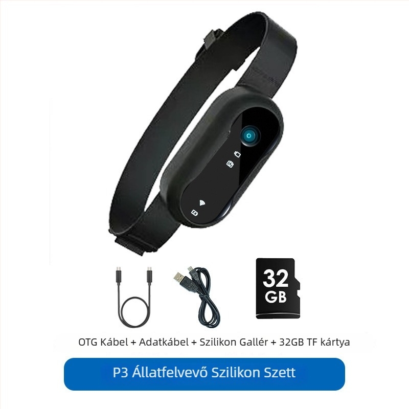 Kisállatok számára ujjkamera, modell P3, 2 MP szenzor, ABS tokozás, 3 órás akkumulátor, kültéri hordozható vízálló szilikon burkolattal