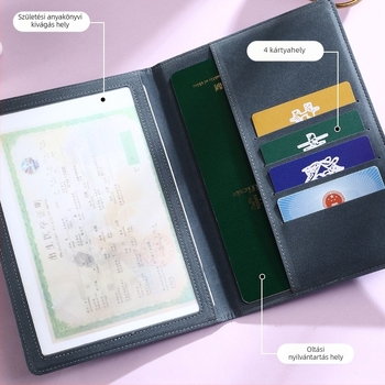 Monlik bőr három az egyben babaszülési és oltási igazolás védőtok, modell Peace and Joy, 1.0 cm vastagság