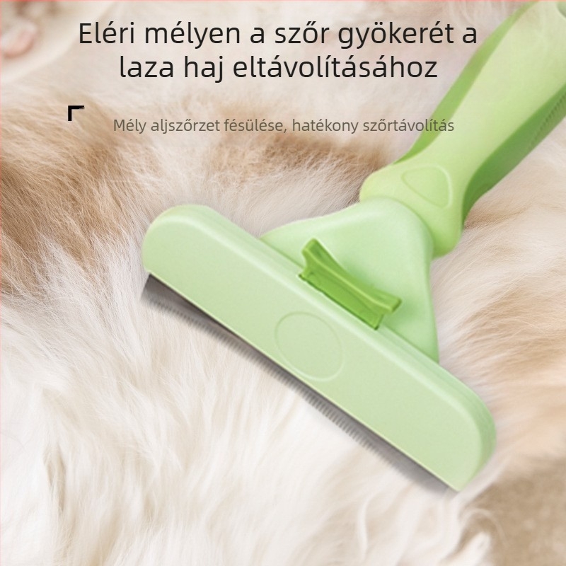 Macska- és kutyaszőr eltávolító fésű, csomózás és szőrzet ritkítása elleni, ABS-TPR rozsdamentes acélból, modell Kfk607