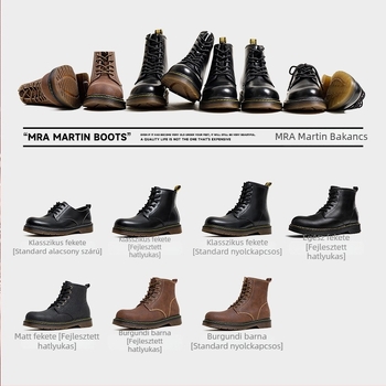 Mr.A Középmagas Bakancs Bőr, Téli Meleg, Felső két Réteg Tehénbőrből, PVC Talp, Elöl Fűző