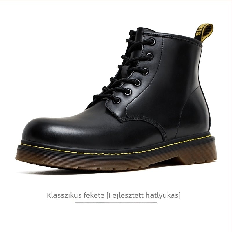 Mr.A Középmagas Bakancs Bőr, Téli Meleg, Felső két Réteg Tehénbőrből, PVC Talp, Elöl Fűző