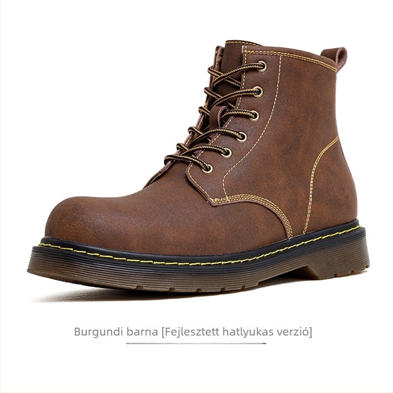 Mr.A Középmagas Bakancs Bőr, Téli Meleg, Felső két Réteg Tehénbőrből, PVC Talp, Elöl Fűző