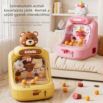 Gyermekek számára érmealapú kosár arcade játék – szülő-gyerek interaktív, műanyag kivitel, YQR márka, modell 777, 4–6 éveseknek, lövési, fény- és hanghatásokkal