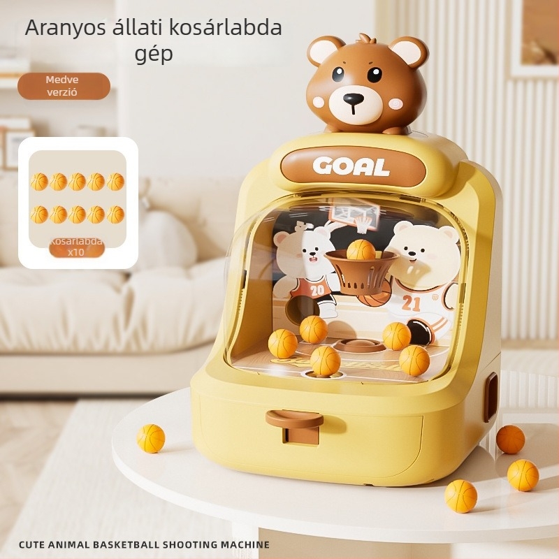 Gyermekek számára érmealapú kosár arcade játék – szülő-gyerek interaktív, műanyag kivitel, YQR márka, modell 777, 4–6 éveseknek, lövési, fény- és hanghatásokkal