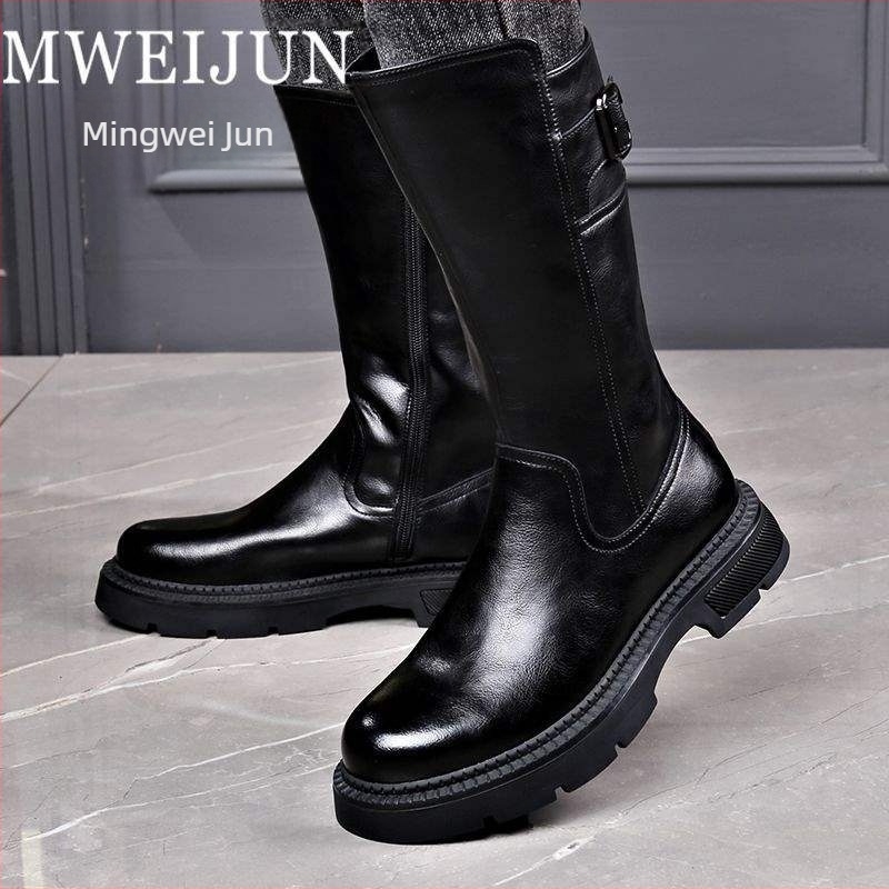 Férfi téli Martin csizma, magas szárú, felső rész split bőrből, gumírozott talp, vízálló, meleg műszőrme bélés