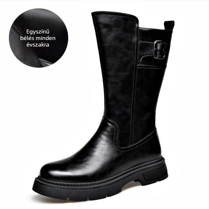 Férfi téli Martin csizma, magas szárú, felső rész split bőrből, gumírozott talp, vízálló, meleg műszőrme bélés