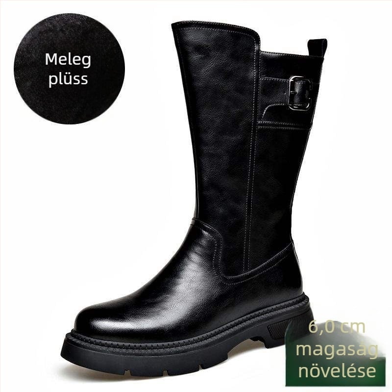 Férfi téli Martin csizma, magas szárú, felső rész split bőrből, gumírozott talp, vízálló, meleg műszőrme bélés