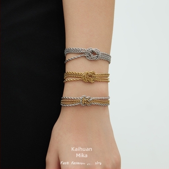 Rozsdamentes acélból készült csomós lánc karkötő elektroplatált felülettel, geometriai dizájn, női ékszer