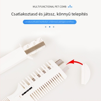 Kutyakezelő fésű – szőrzetmentesítés és ritkítás, tartalmaz pengét, PP anyag