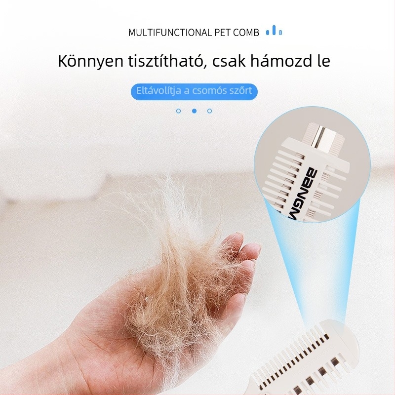 Kutyakezelő fésű – szőrzetmentesítés és ritkítás, tartalmaz pengét, PP anyag