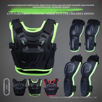 Gyerekeknek szóló kerékpáros védőfelszerelés: hát- és derékvédő, könyökvédő és térdvédő, EVA anyag, univerzális méret, kombinált sportvédelmi felszerelés
