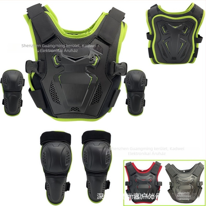 Gyerekeknek szóló kerékpáros védőfelszerelés: hát- és derékvédő, könyökvédő és térdvédő, EVA anyag, univerzális méret, kombinált sportvédelmi felszerelés