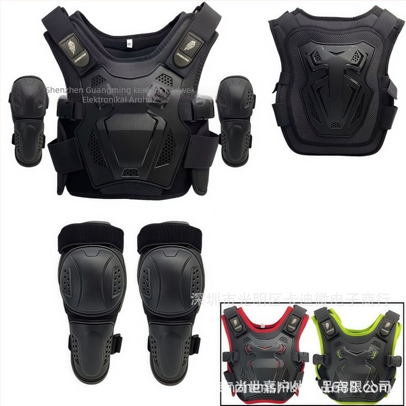 Gyerekeknek szóló kerékpáros védőfelszerelés: hát- és derékvédő, könyökvédő és térdvédő, EVA anyag, univerzális méret, kombinált sportvédelmi felszerelés