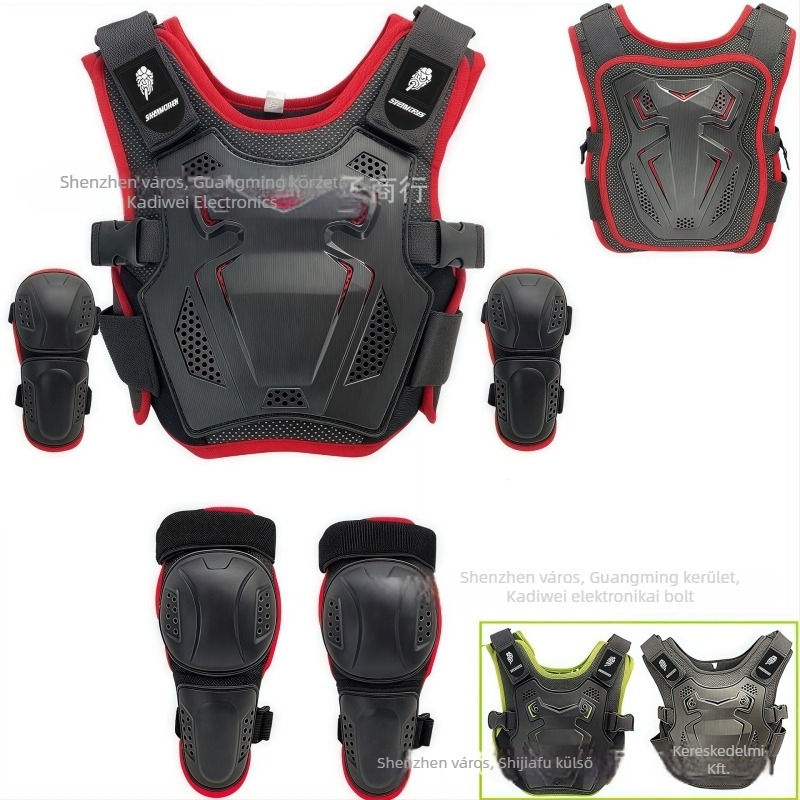 Gyerekeknek szóló kerékpáros védőfelszerelés: hát- és derékvédő, könyökvédő és térdvédő, EVA anyag, univerzális méret, kombinált sportvédelmi felszerelés