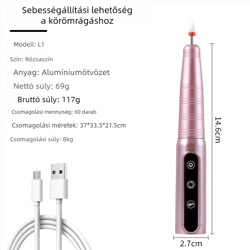 Elektromos manikűr polírozó toll, hordozható manikűr eszköz, modell L1, Zhejiang eredet