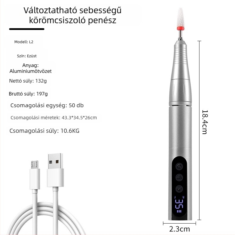 Elektromos manikűr polírozó toll, hordozható manikűr eszköz, modell L1, Zhejiang eredet