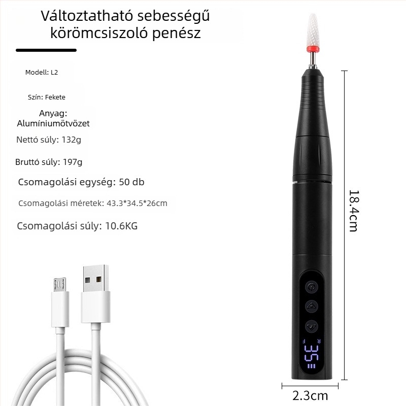 Elektromos manikűr polírozó toll, hordozható manikűr eszköz, modell L1, Zhejiang eredet