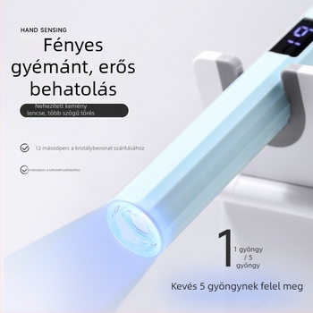 Kézben tartható körömlámpa, hordozható újratölthető UV/LED fototerápiás lámpa körmökhez, műanyag test, 25,6 g