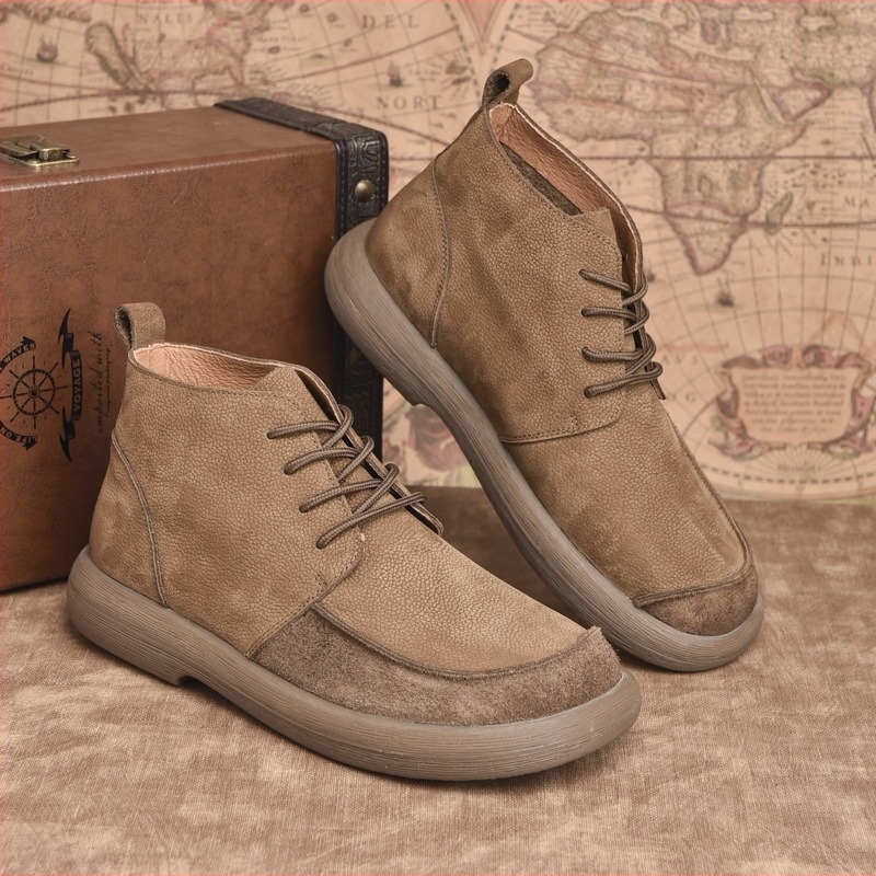 Férfi Martin csizmák középmagas, első réteg marhabőr, kerek orr, lélegző, csúszásmentes talp, 3-5 cm sarok