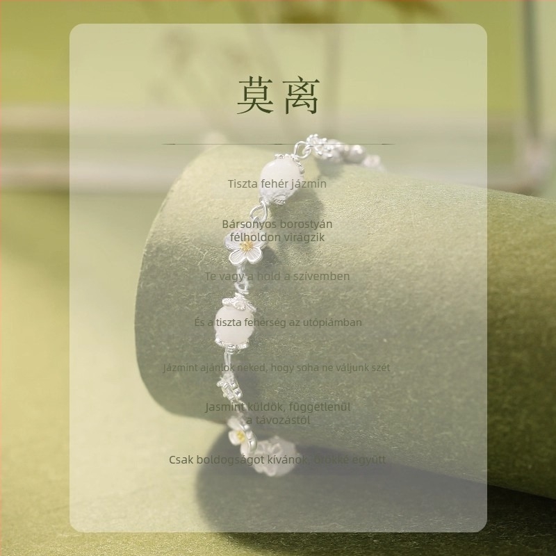 999 ezüst karkötő virág alakú — nőies, tündér stílusú, elektroplatírozott felület, kézre való ékszer, tavasz 2026