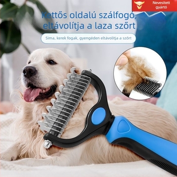 Moon inscription Kisállat szőrhullásmentesítő fésű — rozsdamentes acél, görbült fogak, nagytestű kutyák számára