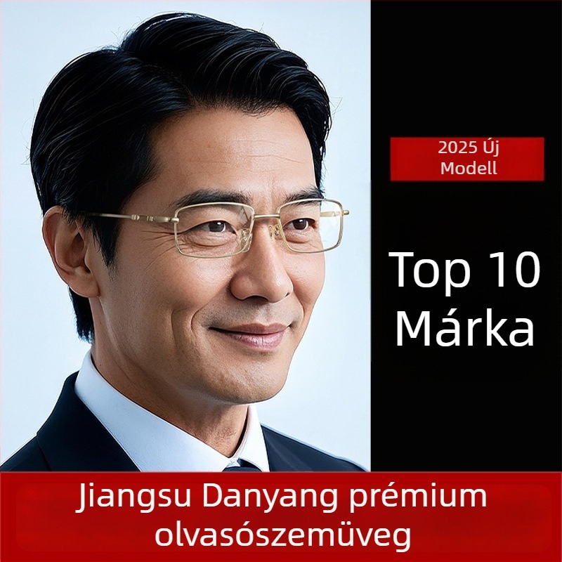 Olvasószemüveg titánium ötvözet kerettel, polikarbonát lencsékkel, anti-kék fény, teljes keret, kerek arcformához illeszkedő, időseknek