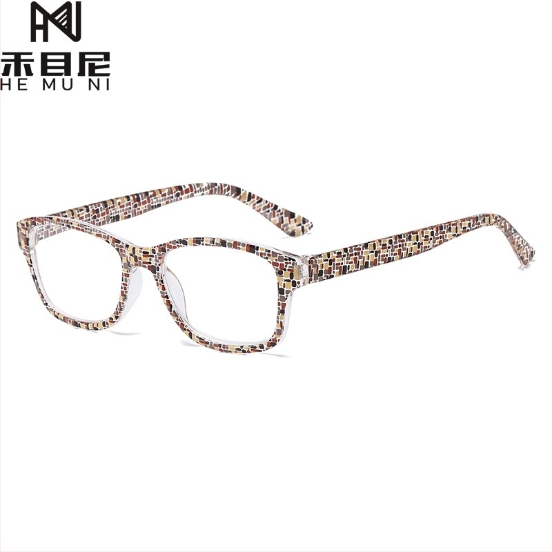 Koreai stílusú mintás olvasó szemüveg, ultra könnyű, teljes keret, polikarbonát lencsékkel, kerek arc formához illik.