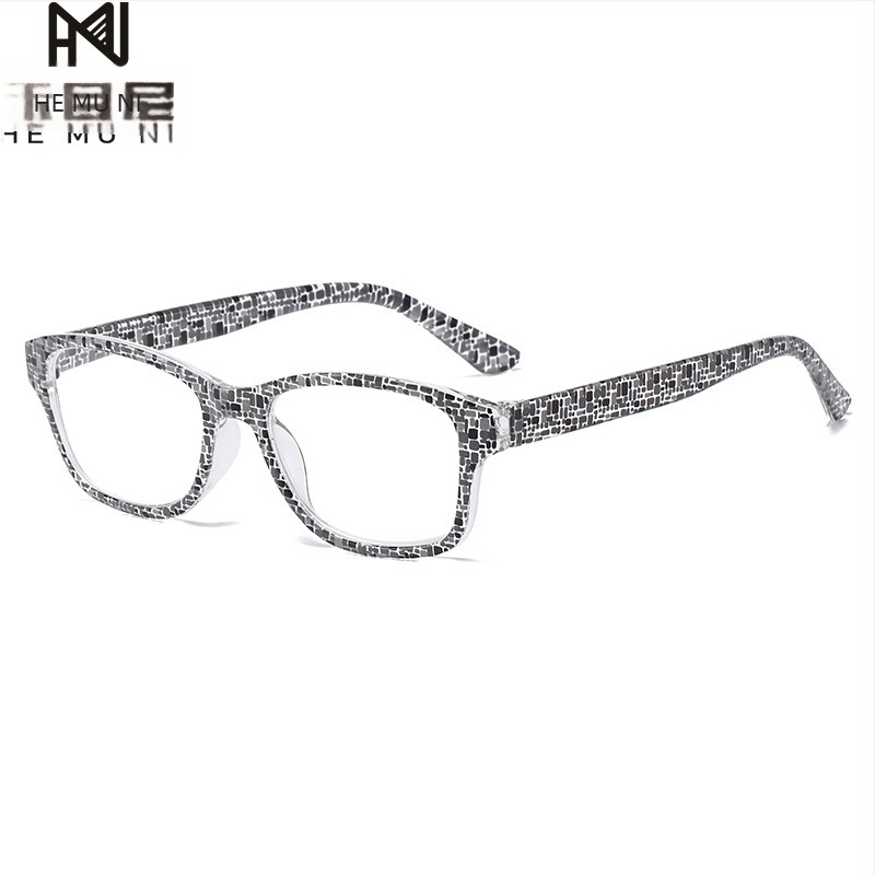 Koreai stílusú mintás olvasó szemüveg, ultra könnyű, teljes keret, polikarbonát lencsékkel, kerek arc formához illik.