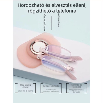 Olvasószemüveg, ultra vékony, hordozható és összecsukható, anti-kék fény, UV-védelem, multifokális