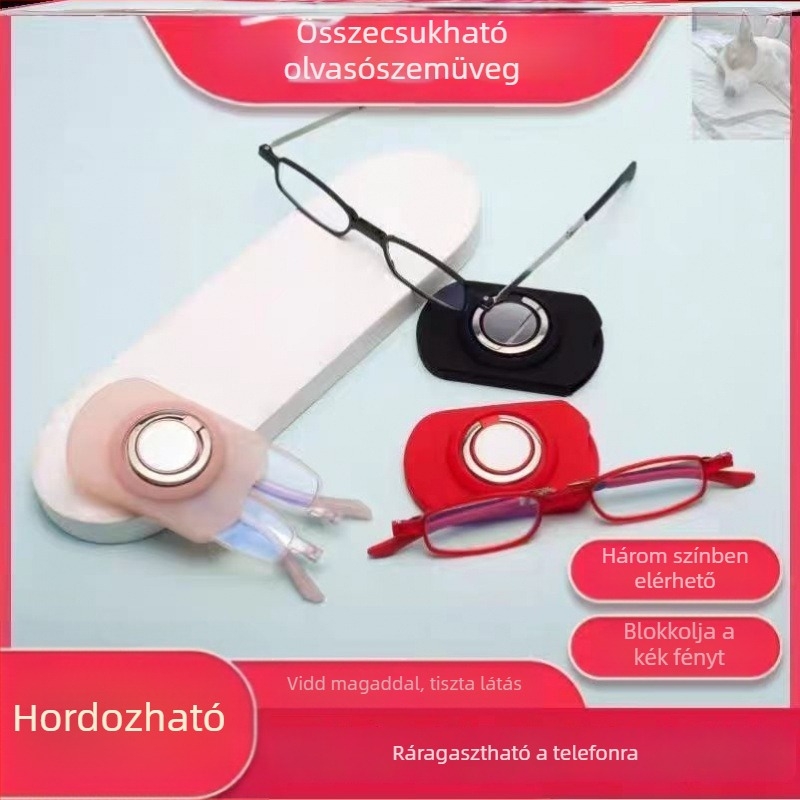 Olvasószemüveg, ultra vékony, hordozható és összecsukható, anti-kék fény, UV-védelem, multifokális
