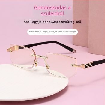 Keret nélküli olvasó szemüveg, ultra könnyű, anti-kék fény védelemmel, gyémántvágott élekkel, felnőtteknek