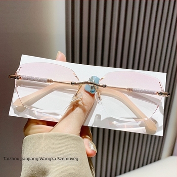 Bezrámás olvasó szemüveg anti-kék fény védelmmel a közel- és távlátáshoz, polikarbonát lencsék, fém keret, megfelelő négyszögletes arcformához