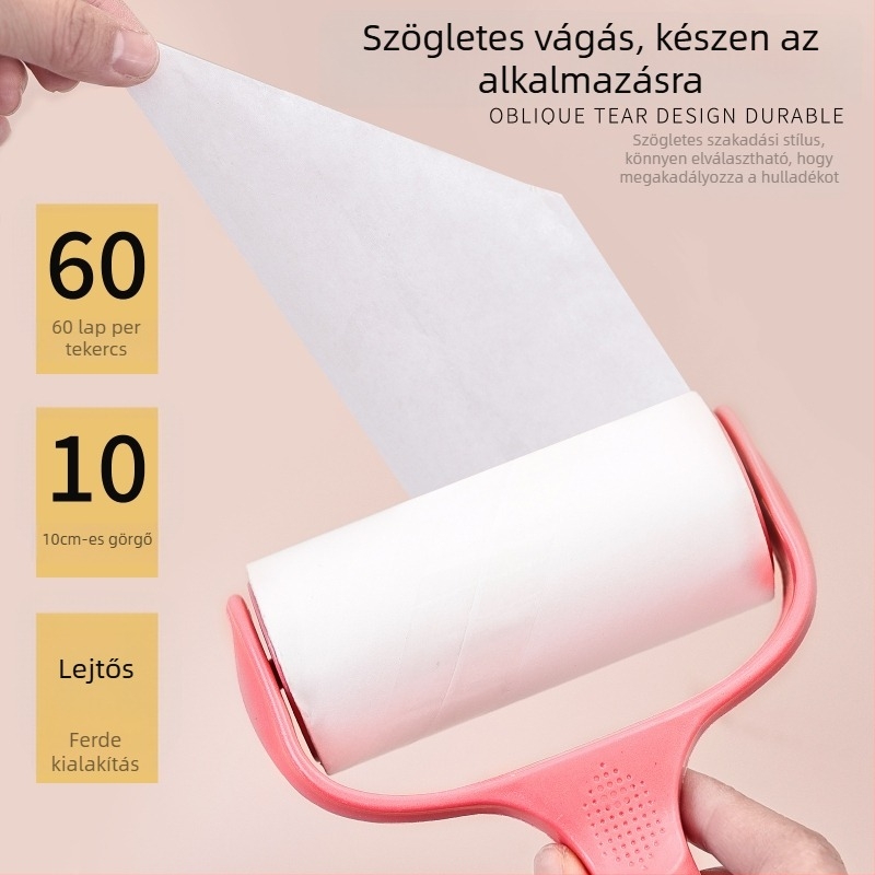 Nail art roller tisztító műanyagból, cserélhető papírtekercs és ragadós görgő; OEM; 100 g